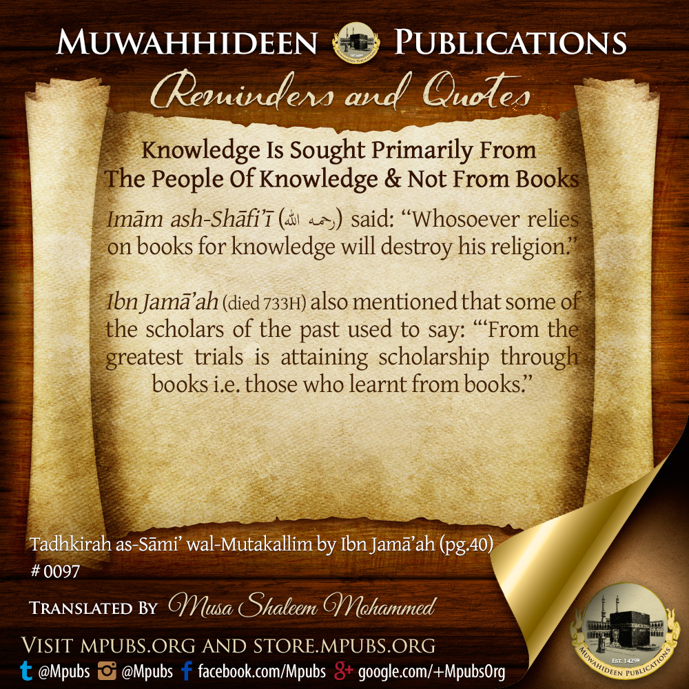 quote0097 knowledge is sought primarily from the people knowledge and not from books eng