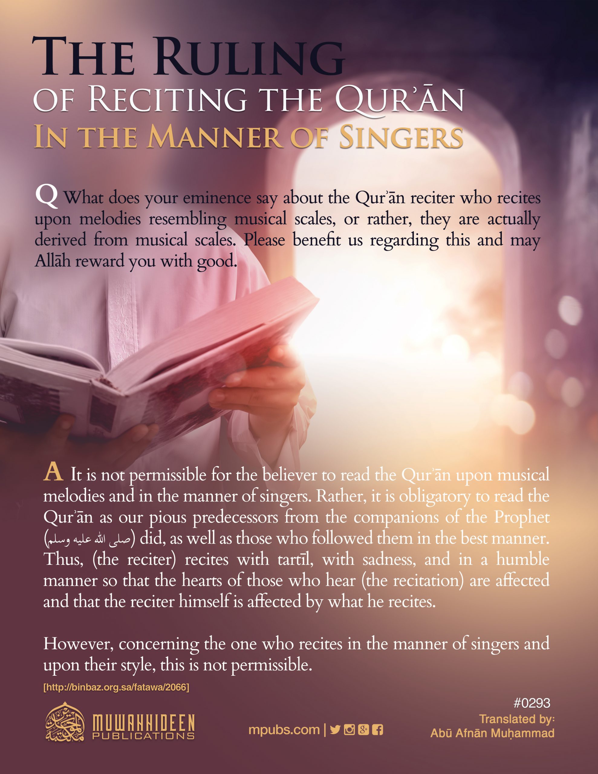 quote0293 the ruling of reciting the quraan in the manner of singers eng